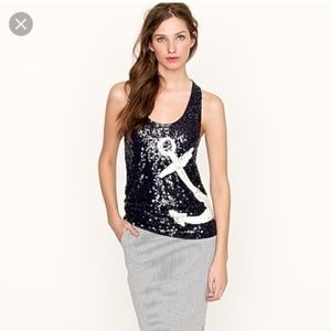 J.Crew Navy Sequin Nautical Tank - Small